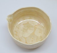 Bol à Matcha en forme de fleur naturelle faite à la main jaune cristallin glaçage Chawan en céramique rose japonais pour Kit de set de Matcha