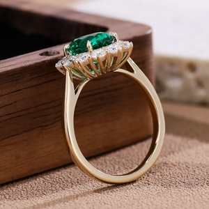 แหวนทองคำ 14k ดีไซน์ใหม่รูปทรงดอกไม้ ประดับพลอยลาบบูร์จากโคลอมเบีย สไตล์วินเทจ ประดับเพชร สำหรับผู้หญิง ฉลองครบรอบแต่งงาน - Product Image 5