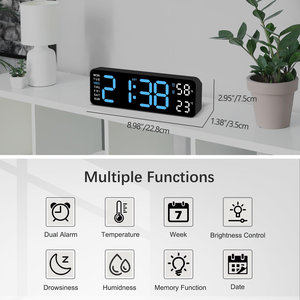 Modern Plastic LED Atmosphere <b>Light</b> Digital Wall Clock <b>Timer</b> Home Decor Multi-Functional LUMINOVA Living Room - Product Image 2
