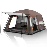 Tubo de acampamento à prova d'água, extra grande tenda para 12 pessoas barraca de luxo família cabine 2 quartos 3 portas e 3 janelas com malha
