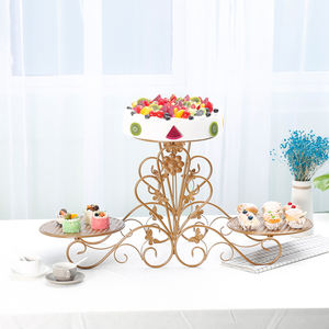 الجملة كعكة حامل كأس معدني الذهب عرض طقم حفل الزفاف لوازم فاخرة كريستال أدوات تزيين كعكة الوقوف - Product Image 2