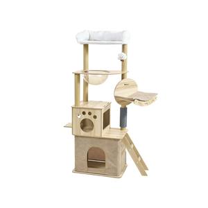 Modernes Holz Umwelt freundliches Katzen klettergerüst haus Integrierte kleine platzsparende Kapsel sprung plattform <span class=keywords><strong>Home</strong></span> <span class=keywords><strong>Cat</strong></span> Tree Toy Shelf - Product Image 5