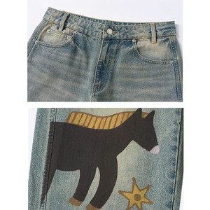 Pantaloni <span class=keywords><strong>Lunghi</strong></span> da Donna, <span class=keywords><strong>Jeans</strong></span> <span class=keywords><strong>Larghi</strong></span> Strappati con Grafiche, Gamba Larga Casual Lavato per Estate Autunno Primavera. - Product Image 6