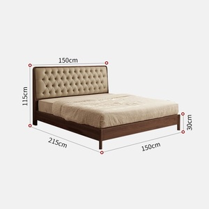 Fabrika Çıkışı Modern Minimalist Siyah Ceviz Ağacı King Boy Yatak İskandinav Japon Wabi Sabi Yumuşak Yatak Ana Yatak Odası Düğün Yatağı - Product Image 5