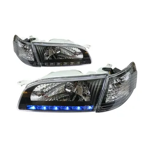 ชิ้นส่วนรถยนต์ญี่ปุ่น Corolla AE110 1998 LED ไฟหัวคริสตัลโคมไฟสีดำ