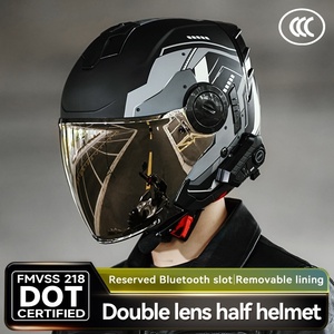 Casco <span class=keywords><strong>de</strong></span> Motocicleta Vintage 3/4 Diseño Abierto con Diseño Simple Protección UV Carcasa <span class=keywords><strong>de</strong></span> ABS Aprobado por DOT para Todas las Estaciones - Product Image 3