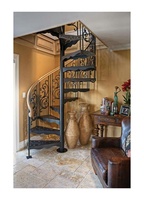 CBMMart Escalier en colimaçon moderne en acier personnalisé Colonne d'intérieur de haute qualité Escalier en colimaçon en bois Bande de roulement en acier