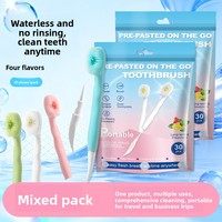 Nouvelles saveurs – Brosse à dents portable jetable mini nano à billes éclatantes, double cure-dent, poils souples, emballage individuel pour voyage