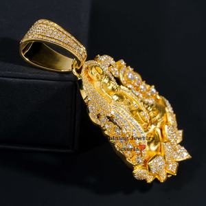 3D Design Avalokitesvara Bouddha Pendentif Bouddhisme Haute Qualité Personnalisé Glacé Véritable Or Plein Diamants Naturels Bijoux Pendentif - Product Image 5