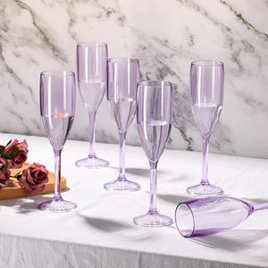 Wholesale Reusable Purple Champagne Flutes Shatterproof <b>Plastic</b> Wine Glasses Elegant Stemmed <b>Drinking</b> <b>Cups</b> for Catering Events - Product Image 4