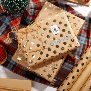 Christmas Wrapping <b>Paper</b> with Hot Stamping 43*300 cm Gift Wrapping Kraft <b>Paper</b> <b>Packing</b> - Product Image 5