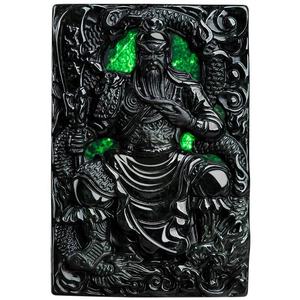 Pendentif en jadéite noire naturelle authentique, pendentif pour homme, vente en gros de jade C266 - Product Image 1