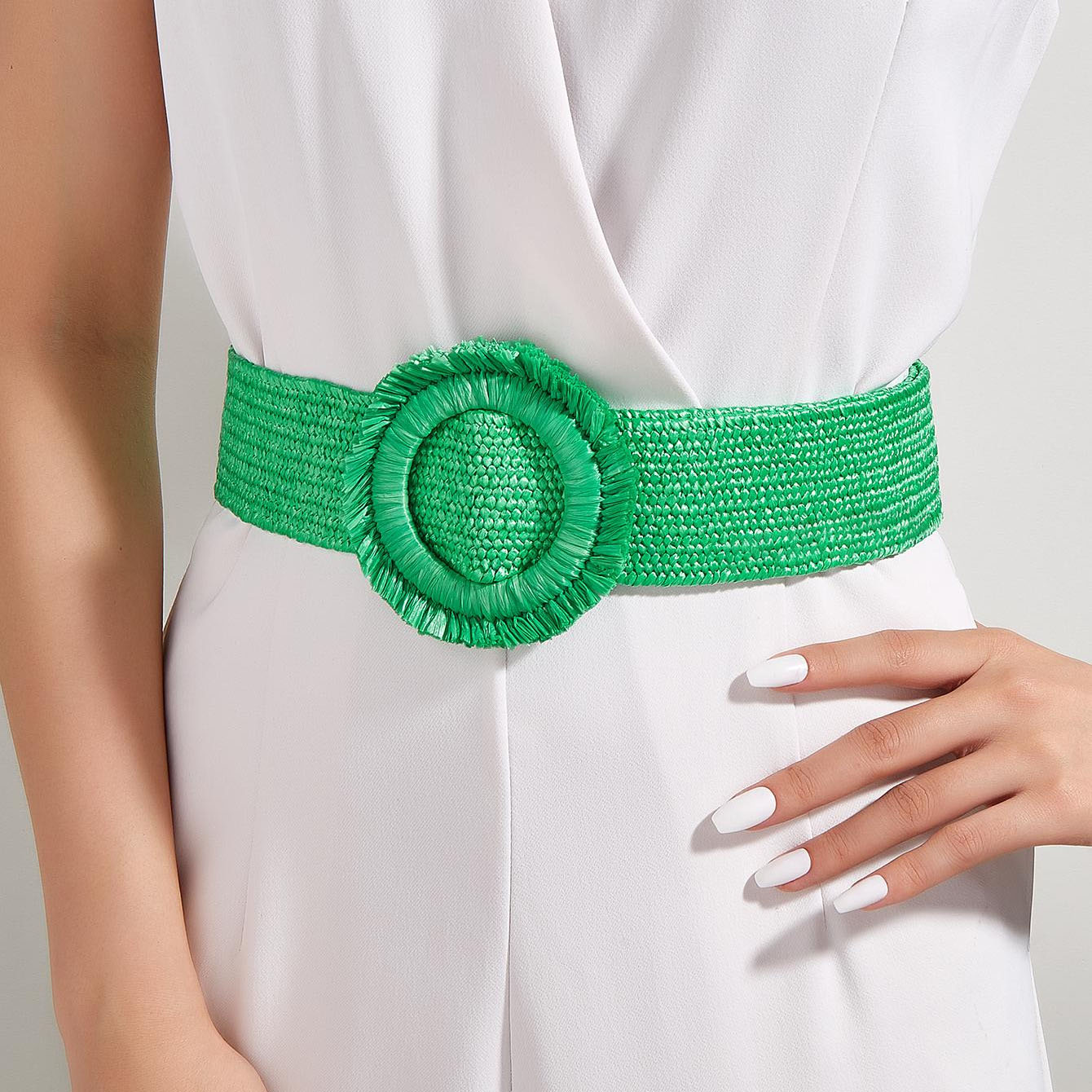Rewin Fashion 100cm Khaki Green Hot Pink Summer Decorative Dress Belts Bohemian Womens Woven Elastic Pp Straw Belt Rewin Fashion 100cm Khaki Green Hot Pink Summer Decorative Dress Belts Bohemian Womens Woven Elastic Pp Straw Belt