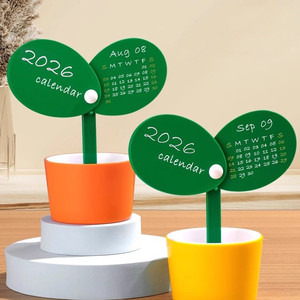 New 2026 Custom Logo Creative Plastic Desk Calendar for Desktop Decoration Simple Pen Holder Cute Office Calendar Promotion Gift
