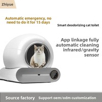 Bac à litière pour chat intelligent entièrement fermé Nettoyage automatique Désodorisation à l'ozone Anti-éclaboussures Toilette pour animaux de compagnie en plastique surdimensionné
