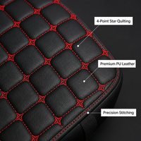 Cojín de Asiento Delantero para Auto, 1 Pieza, Cuero PU Acolchado, Diseño de Estrella de 4 Puntas, Universal, de Lujo, para Todas las Estaciones, Fácil Instalación, MKL/QLSC001