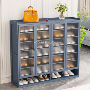 Armoire de rangement de <span class=keywords><strong>chaussures</strong></span> à porte en verre moderne salon étagère à <span class=keywords><strong>chaussures</strong></span> à double porte simple présentoir armoire de rangement organisateur - Product Image 6