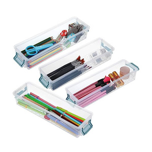 Clear Plastic PP <b>Hard</b> <b>Shell</b> Custom Multi-colored Square Pencil Box Large Capacity Snap-tight Lid Office Organizer School Storage - Product Image 2