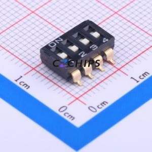 A6S-4101-H DIP Switch SMD Switch Flat Toggle, Groove Type Single Pole Single Throw 4 2.54mm - Product Image 1