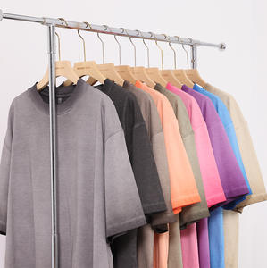 2025 vente chaude pas cher Vintage surdimensionné 230gsm t-shirt coton lourd décontracté 100% tricoté tissu imprimé lavage à l'acide t-shirt - Product Image 6