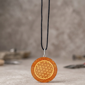 Rozrin Crystals Circle <b>Orgonite</b> Gemstone Pendant with Feng Shui Design Environmentally Friendly Carved Engraved - Product Image 2