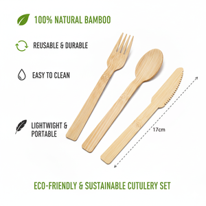 Juego <span class=keywords><strong>de</strong></span> <span class=keywords><strong>Cubiertos</strong></span> <span class=keywords><strong>de</strong></span> Bambú Ecológicos Biodegradables Desechables 100% Naturales al por Mayor, Juego Combinado <span class=keywords><strong>de</strong></span> Tenedores, Cucharas y Cuchillos <span class=keywords><strong>de</strong></span> Bambú - Product Image 2