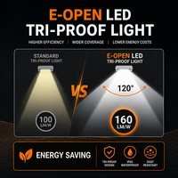 Luminaire LED Tri-Proof Batten 8 pieds, haute luminosité, pour atelier industriel, IP65, 160 lm/W, 100 000 heures, CRI 80-90, garantie 5 ans, corps en aluminium