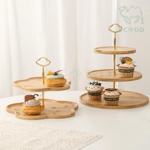 ถาดไม้ไผ่สำหรับเสิร์ฟขนมหวาน ของขวัญ ของตกแต่งงานปาร์ตี้ ถาดวางเค้ก คัพเค้ก ขนมหวาน - Product Image 1