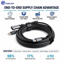 Cable de Extensión LUNGKAY 3.0 con Chip E-marker, Conductor con Triple Blindaje, Macho a Hembra para Conexión de Dispositivos de Visualización