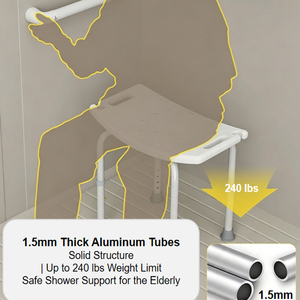 Support de douchette ergonomique à contour incurvé avec pieds en caoutchouc antidérapants épaissis, tabouret de douche portable - Product Image 3