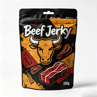 Sachets Doypack PE à fond carré imprimés sur mesure, anti-odeur, avec fenêtre à fermeture éclair, 3.5g/14g/28g, pour viande de bœuf