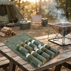 BBQ Canvas <b>Spice</b> <b>Jars</b> Kit 9 Seasoning Containers Modern Portable <b>Spice</b> Handle Storage Organizer Welcome Gifts Outdoor Camping - Product Image 4