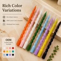 Bougies en spirale torsadées multicolores en gros, bougies longues en forme de tourbillon, bougies en paraffine assorties pour les fournitures de fête