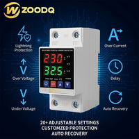 Protecteur de tension et de courant monophasé 220V 40/63/80/100A avec double affichage LED, ignifuge V0, pour rail DIN, à récupération automatique, interrupteurs de sécurité