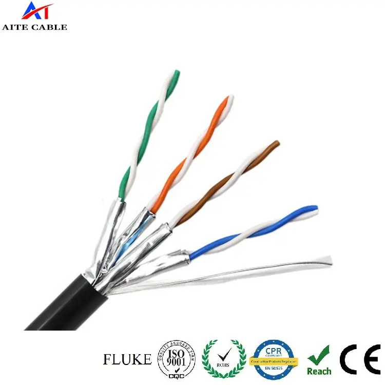 Cat6A 305m רשת Lan כבל כפול מסוכך 4 זוגות 23awg cat6a LSZH Ethernet כבל