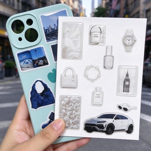 Autocollant en résine époxy 3D personnalisé pour téléphone, impression UV, autocollant imperméable pour coque de téléphone, vente en gros - Product Image 1