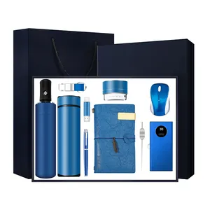 High-End Cadeau Set Corporate Luxe Cadeau Promotie Items Notebook Paraplu Vacuüm Fles Speaker Notitieboek Cadeau Set 2024