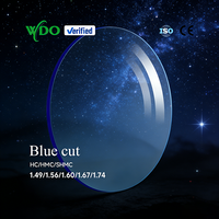 Lentilles ophtalmiques WDO 1.56 UV420 anti-lumière bleue, en résine, avec revêtement vert HMC/SHMC, deux pièces, 75 mm, vision simple, transparentes, Cr39