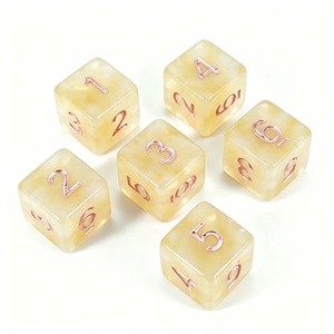 Dés de jeu de société personnalisés, RPG DND, 6 faces, angle droit, en résine de jade et acrylique, design étoiles et points, 16 mm, en vrac - Product Image 6