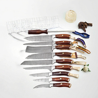 Couteau de chef Grandsharp moderne en acier Damas japonais, ensemble de cuisine, lames en acier au carbone, manche en bois massif, multi-usages