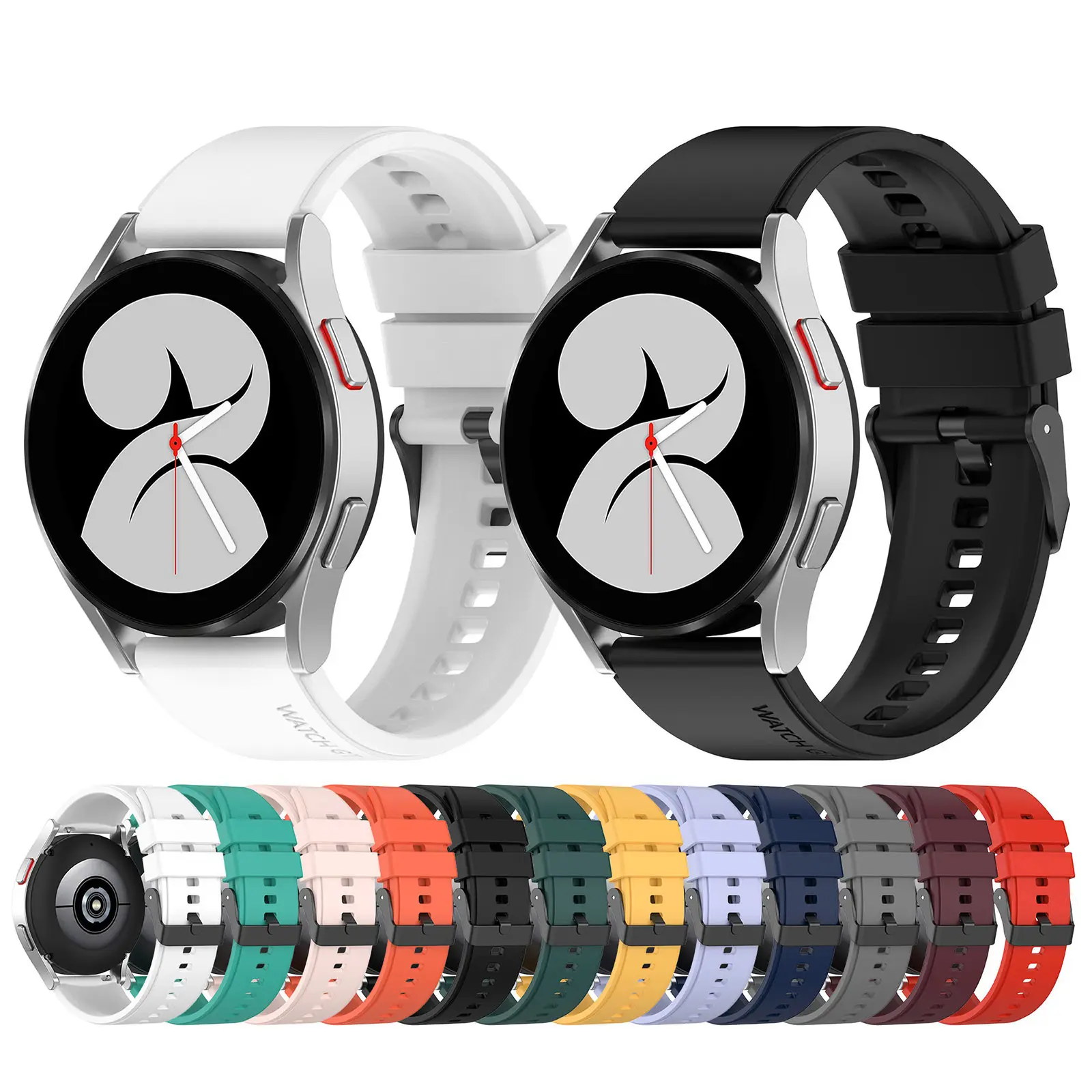 Eraysun 20mm Borracha Macia Silicone Quick Release Watch Band Strap para Samsung Galaxy Watch 5 / 5pro com fivela preta