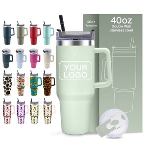 40oz <b>Double</b> <b>Wall</b> Stainless Steel Travel Tumbler Handle Straw Customized Color American Style 6-12 Hours Thermal Insulation - Product Image 1