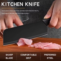 Offres Spéciales de couteaux de cuisine en acier inoxydable de haute qualité 3 pièces avec lame enduite de noir et poignée en plastique pour la coupe
