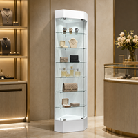 Vitrine en verre verrouillable sur mesure avec éclairage LED et étagères en verre pour bijoux, montres, parfums, magasin de détail