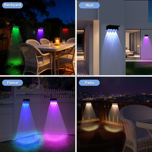 Lampe murale <span class=keywords><strong>solaire</strong></span> 4 LED/2 LED IP65 RGBYW/RGB, étanche, éclairage LED pour <span class=keywords><strong>jardin</strong></span>, décorations pour couloir, <span class=keywords><strong>jardin</strong></span>, cour - Product Image 5