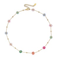 Collier en Acier Inoxydable Plaqué Or 18K, Perles de Cristal Motif Marguerite Tournesol, Fait Main, Ras de Cou Délicat, Bracelet et Chaînes Bijoux Tendance