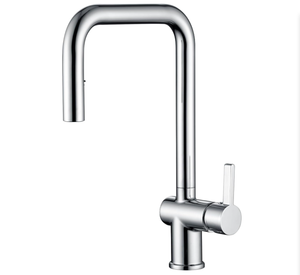 Chrome Modern Design Pull-Down Kitchen <strong>Faucet</strong> High Arch Gooseneck with Adjustable Spray Deck Mounted in Stainless Steel - Product Image 1