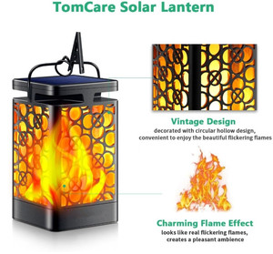 Linternas solares de llama parpadeante para exteriores mejoradas, luces LED decorativas colgantes impermeables de Navidad para Patio, cubierta Solar - Product Image 3