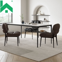 Chaise de salle à manger en cuir moderne de luxe italienne avec pieds en métal - Écologique et durable pour la maison, l'hôtel, la restauration