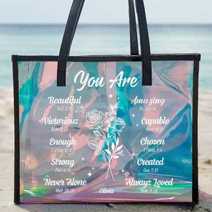 Logo personnalisé Transparent Holographique PVC Cadeau Hologramme Laser Plage Irisé Tote Shopping Bag - Product Image 2